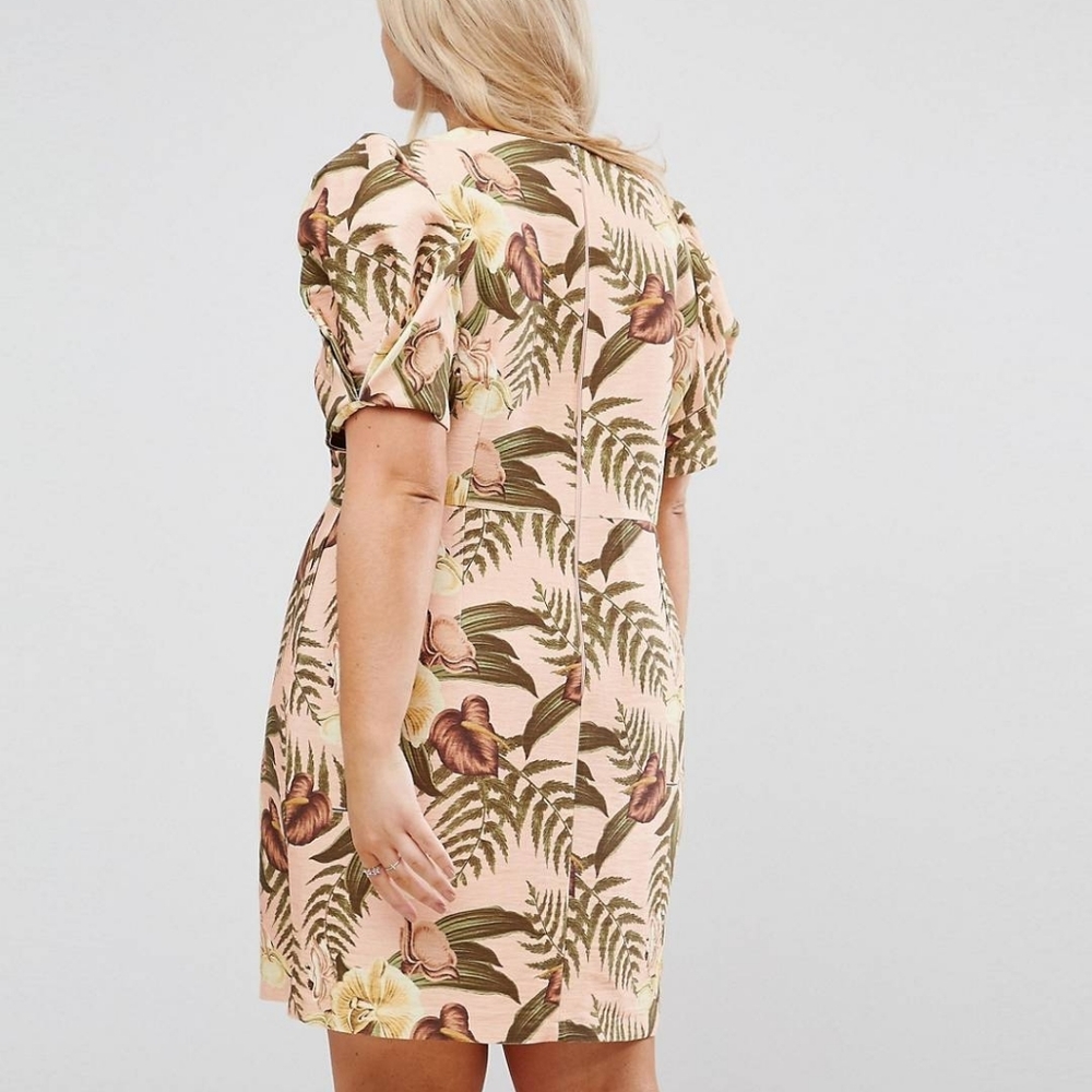 Tropical Print Mini Wiggle Dress - Picture 3 of 4